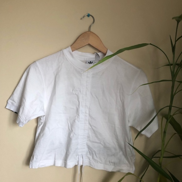 Adidas Originals Linear Logo Tee Crop Top - Picture 3 of 5